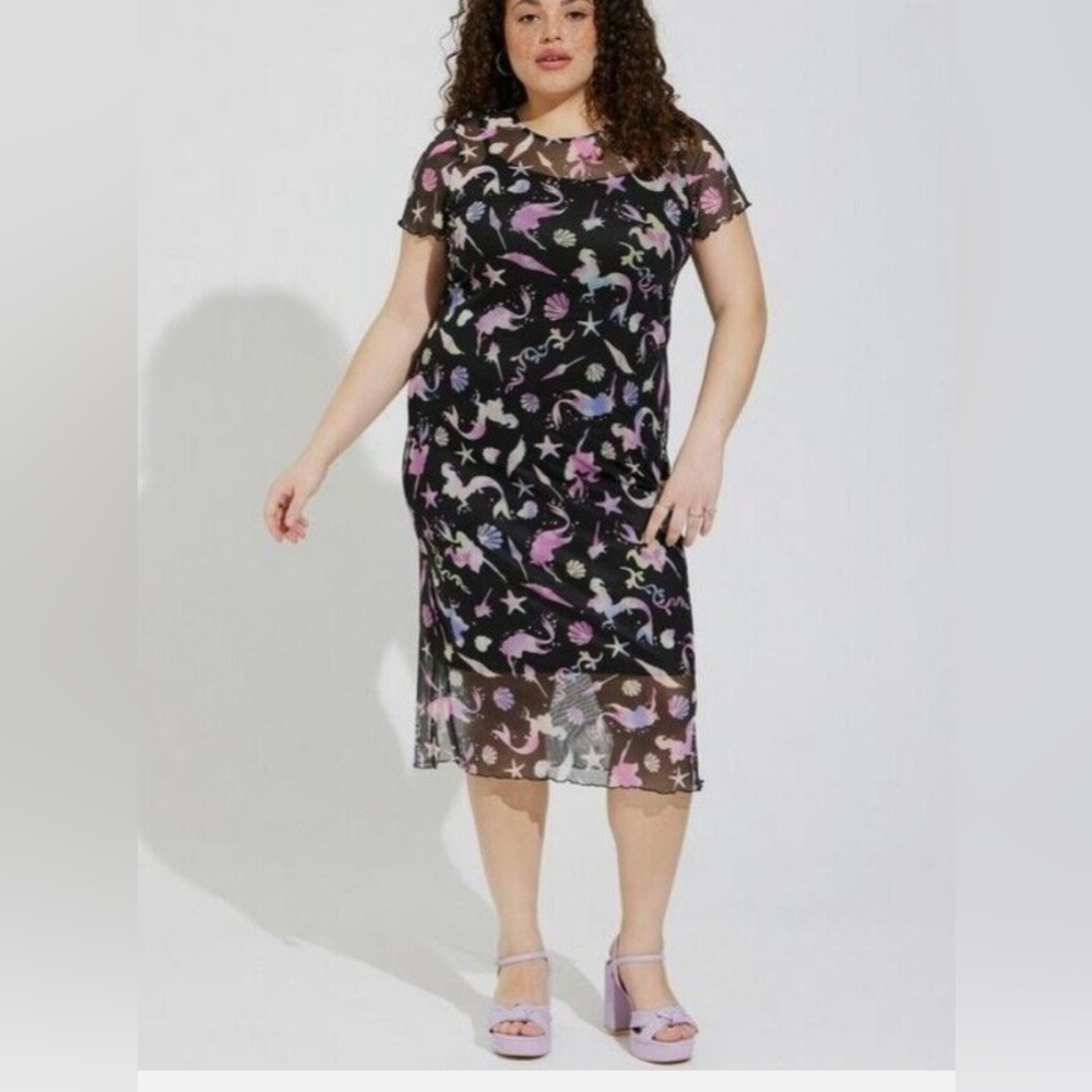 Torrid Disney The Little Mermaid Midi Mesh T Shirt Dress - Picture 3 of 12